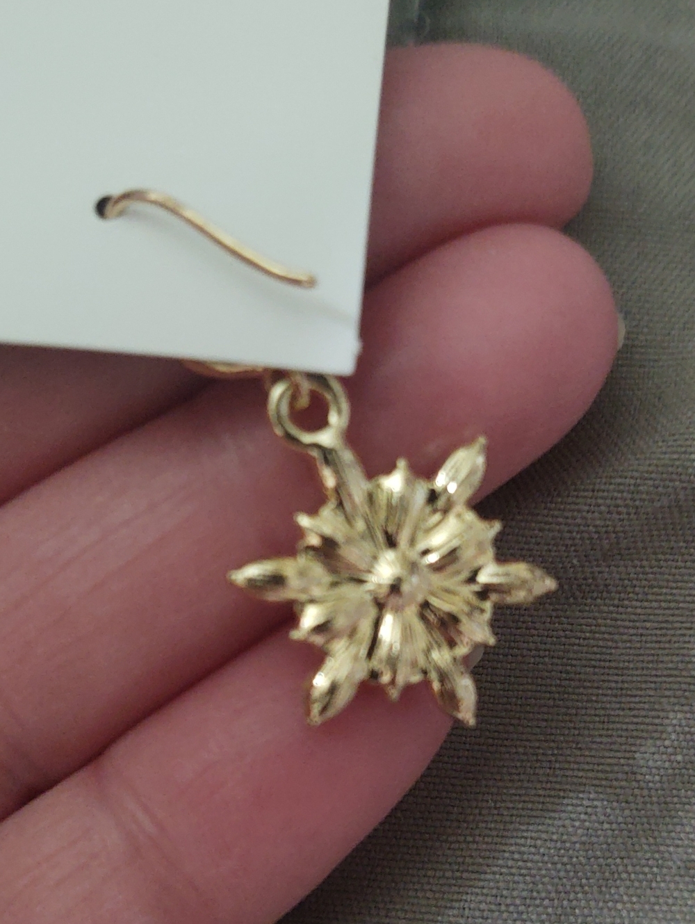 Pink Rhinestone Snowflake Earrings - Picture 3 of 3